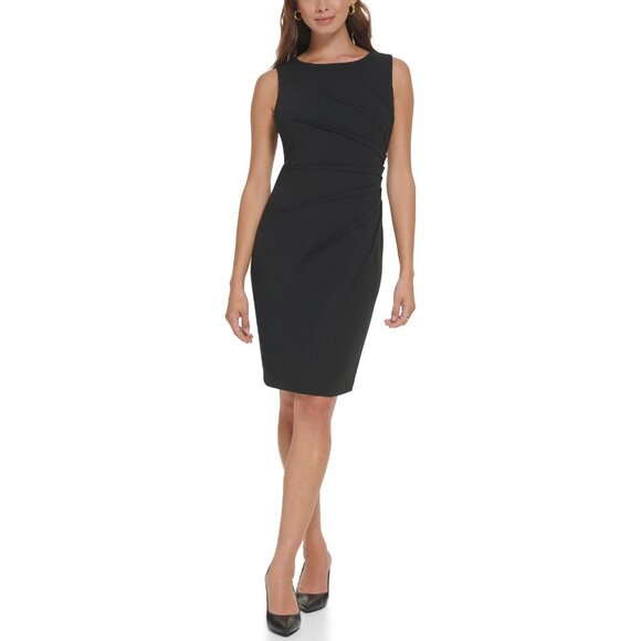 Calvin Klein Womens Size 10 Black Sleeveless Starburst Sheath Dress NEW - Picture 1 of 3